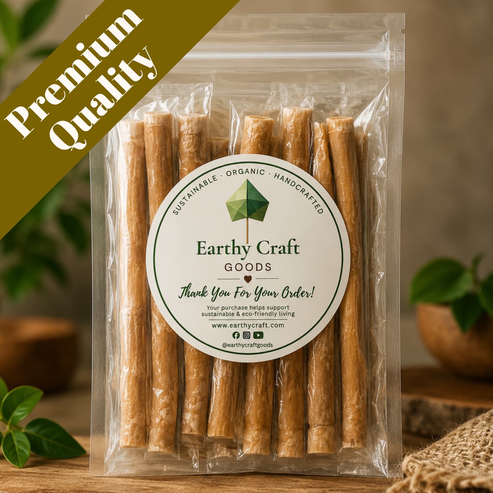 Organic miswak sticks (Salvadora persica) in Earthy Craft Goods packaging — natural biodegradable toothbrush